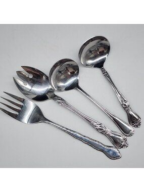 Mixed Flatware Stainless Steel Serving Utensils Rogers Summer Rose Spoons Forks